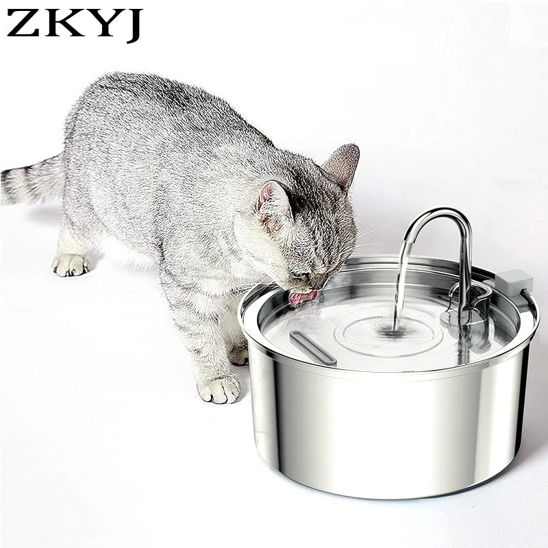 3.2L Stainless Steel Cat Water Fountain Sensor Water Cat Automatic Water Fountain USB Pet Water Fountain Dog Fountain