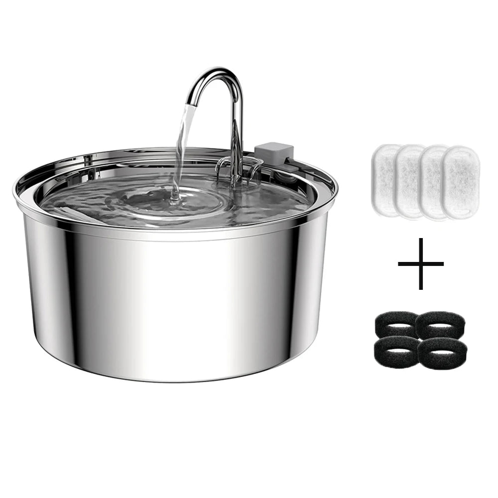3.2L Stainless Steel Cat Water Fountain Sensor Water Cat Automatic Water Fountain USB Pet Water Fountain Dog Fountain