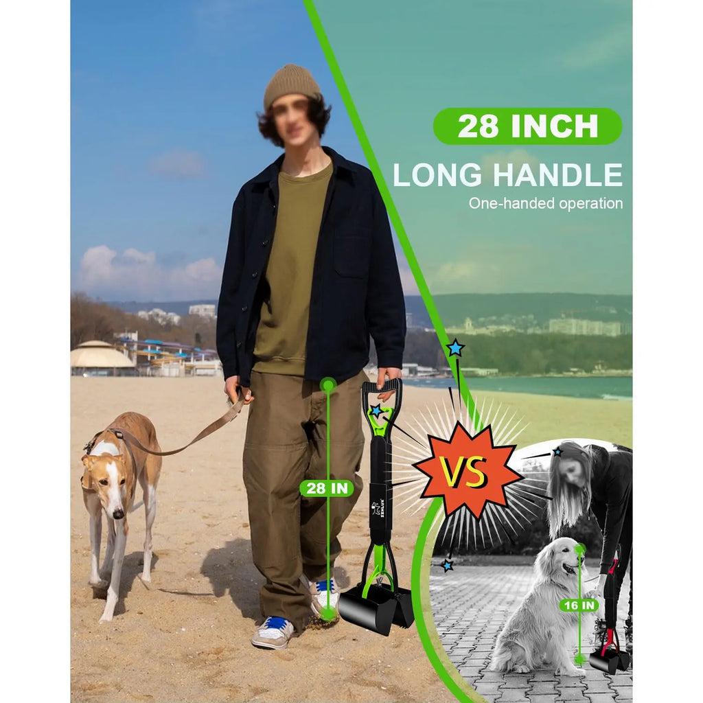 Dog Pooper Scooper Pet Long Handle Jaw Poop Scoop Picker Excrement Collector Clean Tools Outdoor Foldable Animal Feces Cleaner