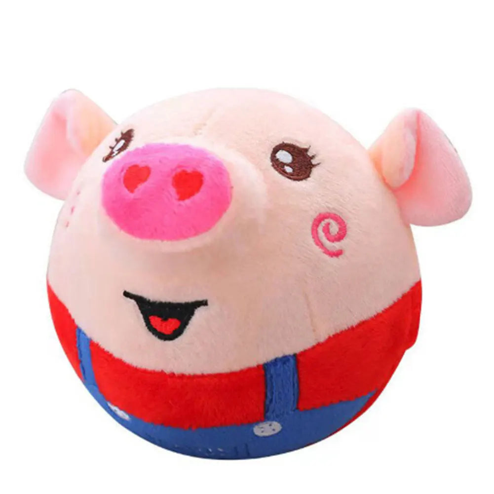 Cartoon Pig Active Moving Pet Plush Toy Washable Interactive Dog Toys USB Rechargeable Talking Moving Dog Ball Toy for Dogs Cats