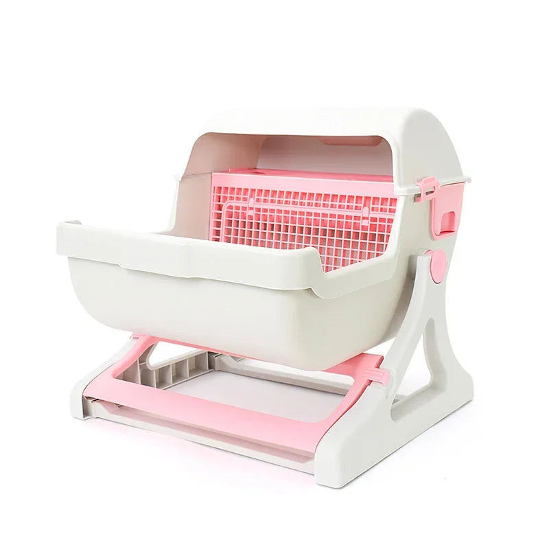 Semi-automatic Litter Box Anti-splash Oversize Semi-enclosed Cat Toilet Supplies Accessories Sandbox for Cat Hygienic Convenient