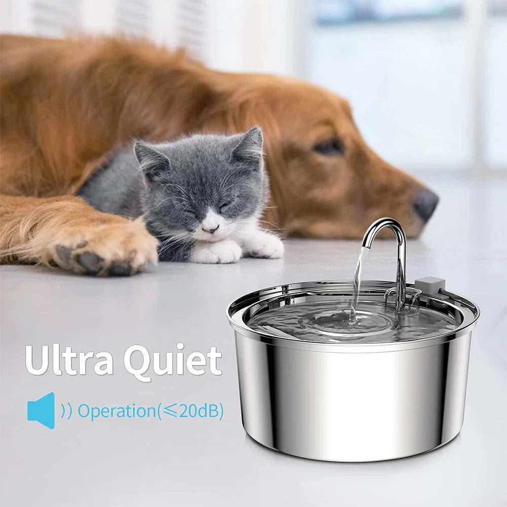 3.2L Stainless Steel Cat Water Fountain Sensor Water Cat Automatic Water Fountain USB Pet Water Fountain Dog Fountain