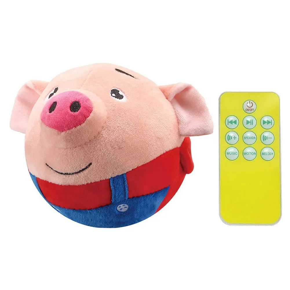 Cartoon Pig Active Moving Pet Plush Toy Washable Interactive Dog Toys USB Rechargeable Talking Moving Dog Ball Toy for Dogs Cats
