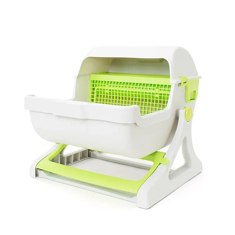 Semi-automatic Litter Box Anti-splash Oversize Semi-enclosed Cat Toilet Supplies Accessories Sandbox for Cat Hygienic Convenient