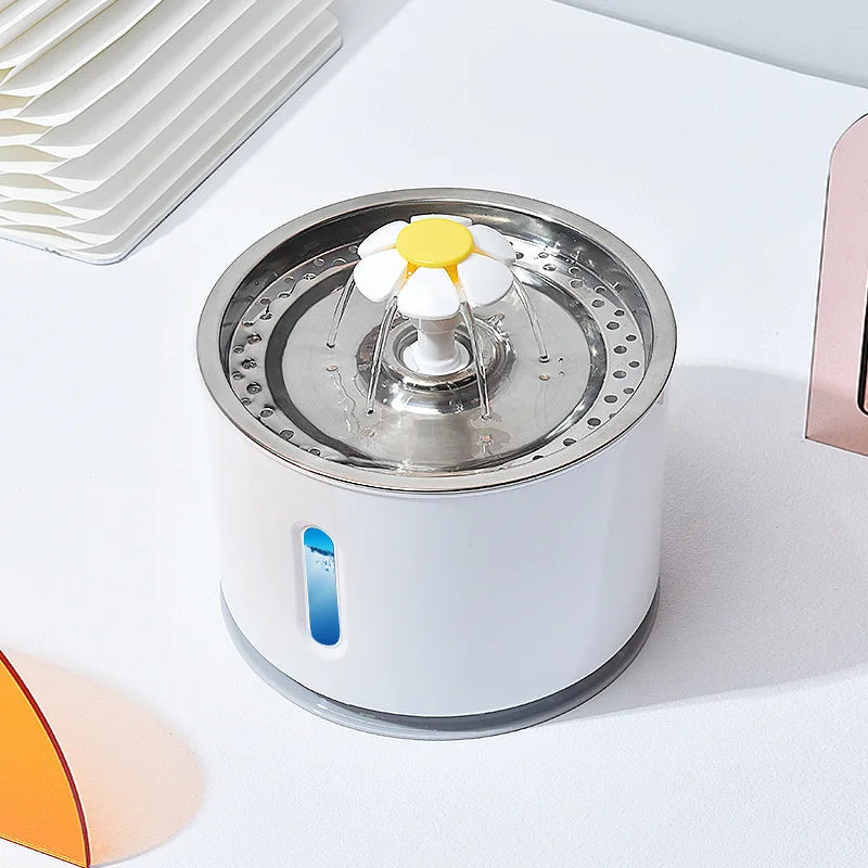 Cat water fountain Full-automatic circulating water Popular flower drinking device LED red and blue induction lamp