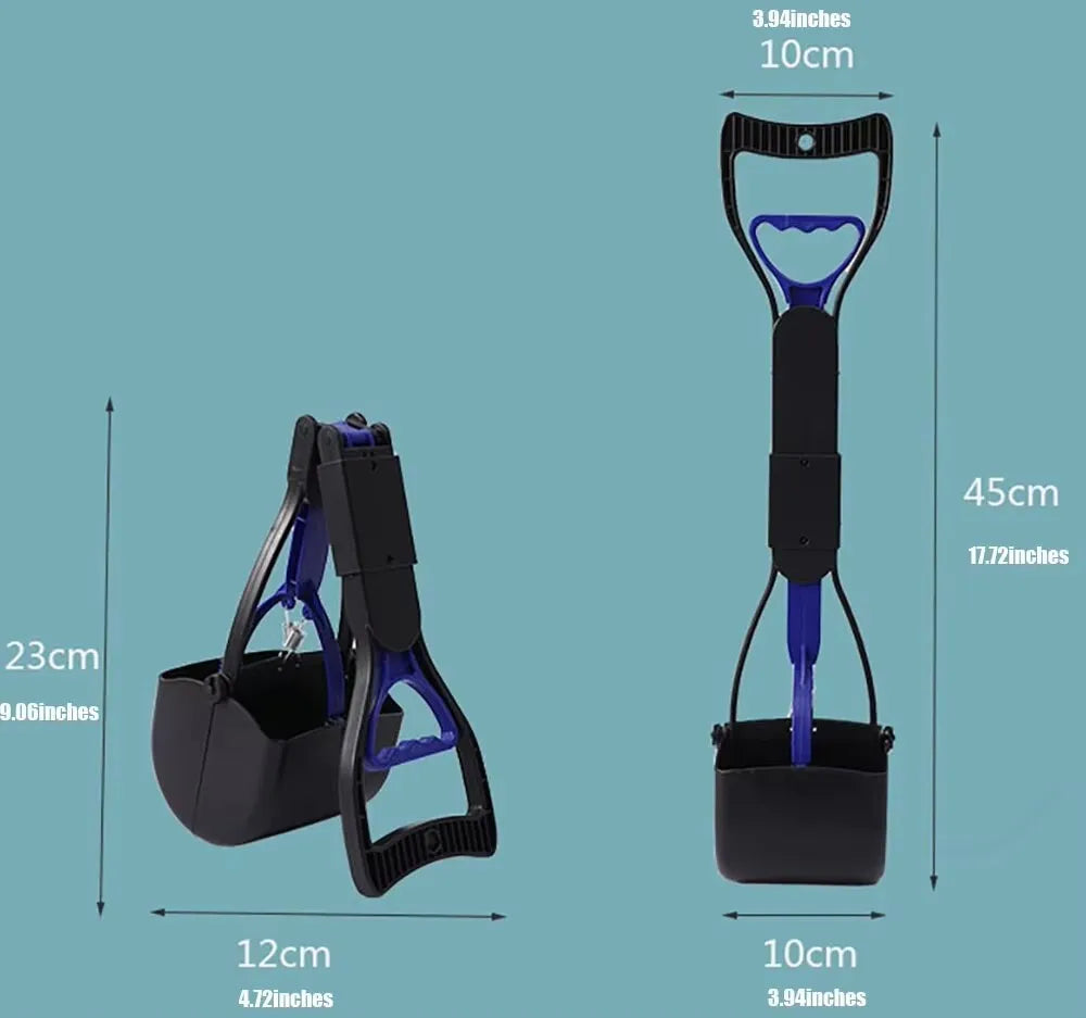 Dog Pooper Scooper Pet Long Handle Jaw Poop Scoop Picker Excrement Collector Clean Tools Outdoor Foldable Animal Feces Cleaner